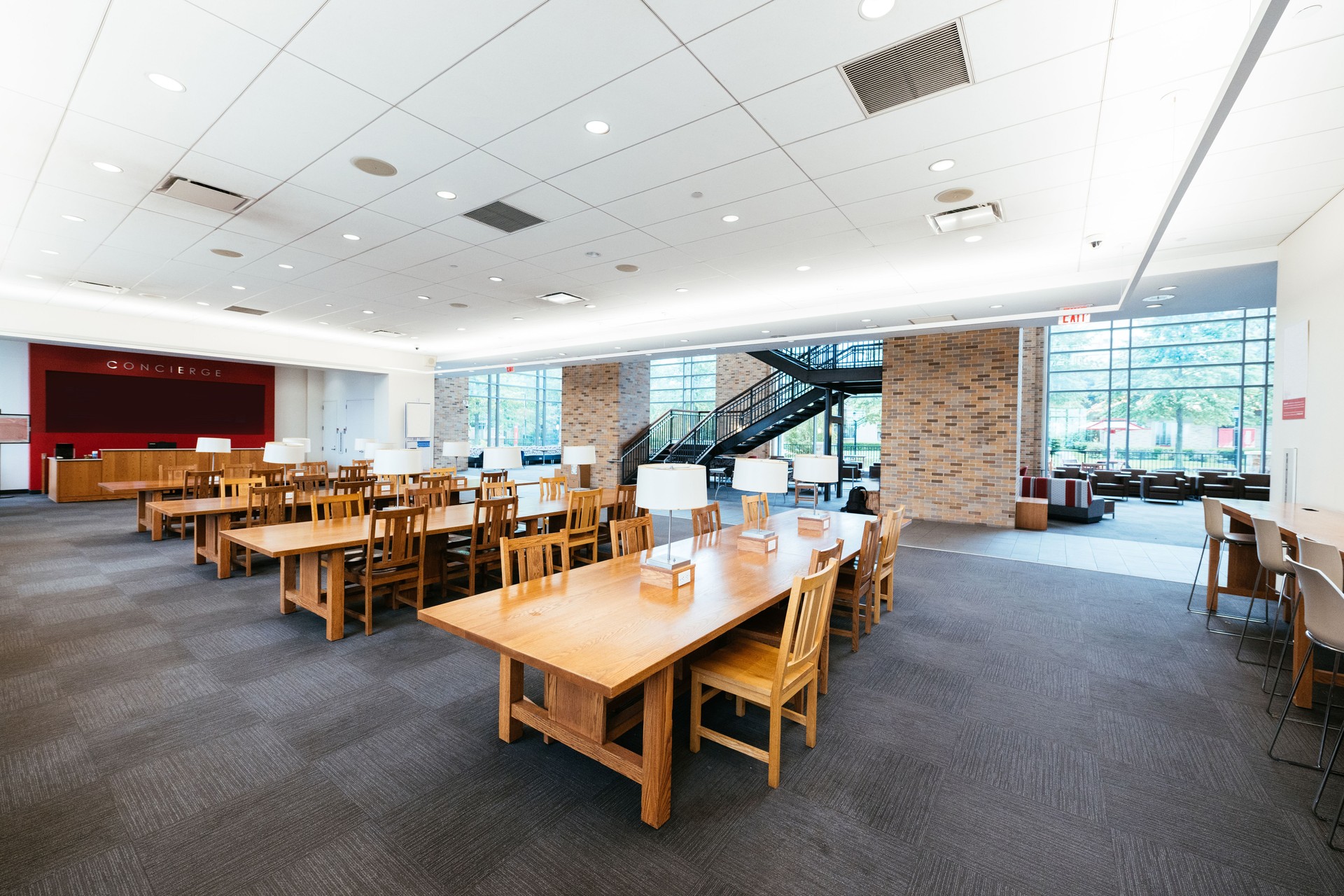 Empty modern classroom or reading hall in American college